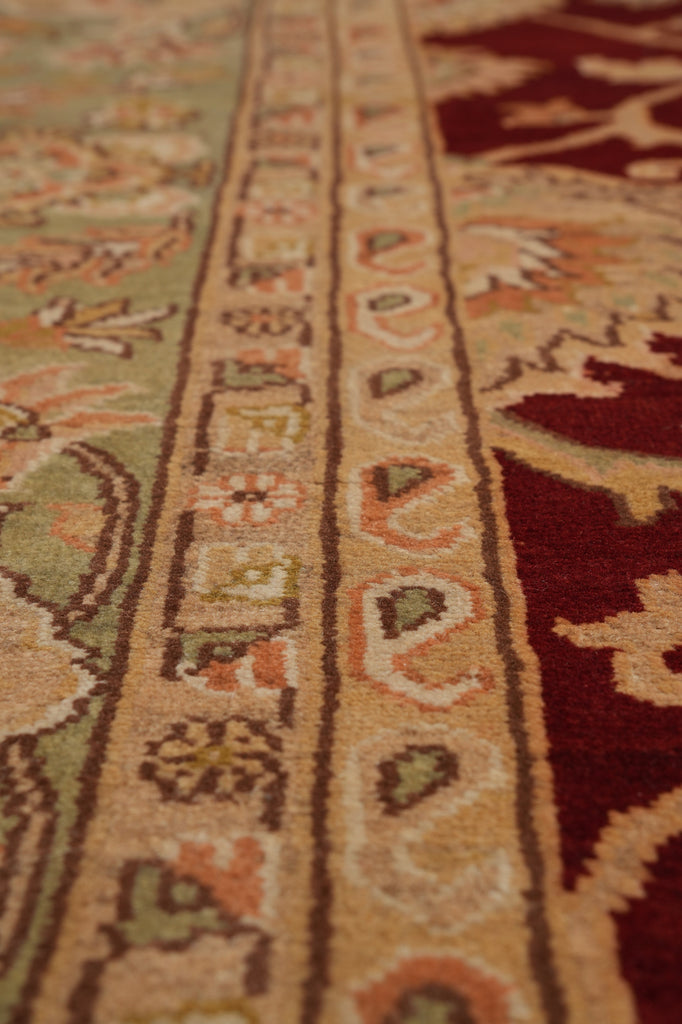 8 x 10 Natural Quality Wool Handmade Peshawar Chobi Rug  Burgundy Green #PIX-10156