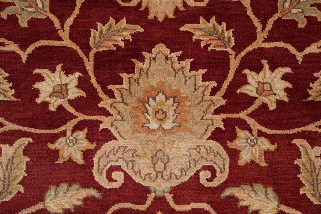 8 x 10 Natural Quality Wool Handmade Peshawar Chobi Rug  Burgundy Green #PIX-10156