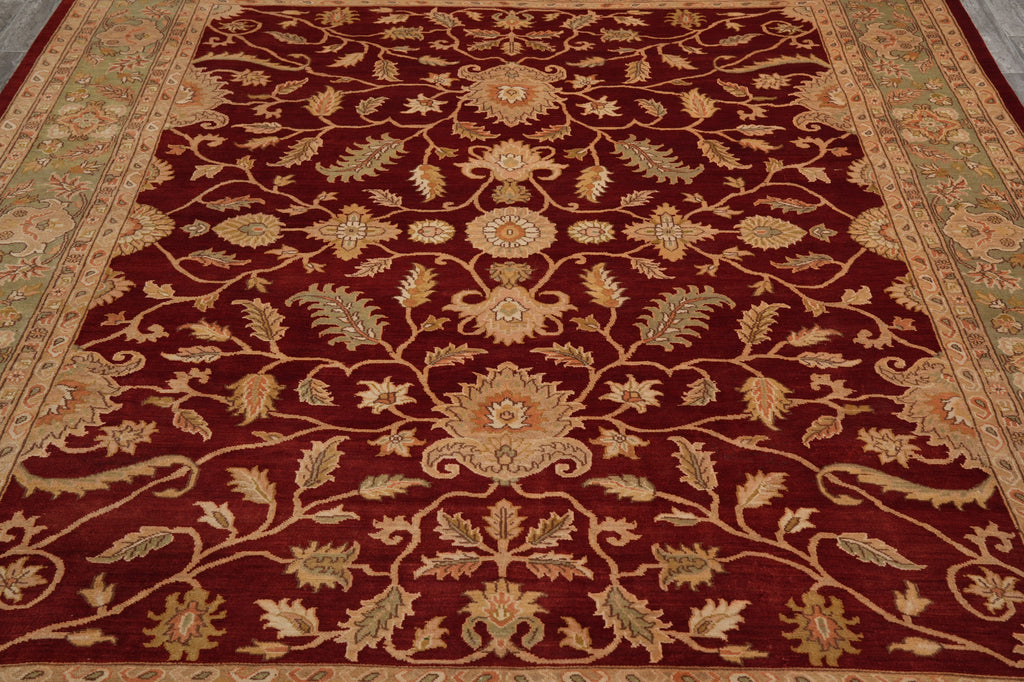 8 x 10 Natural Quality Wool Handmade Peshawar Chobi Rug  Burgundy Green #PIX-10156