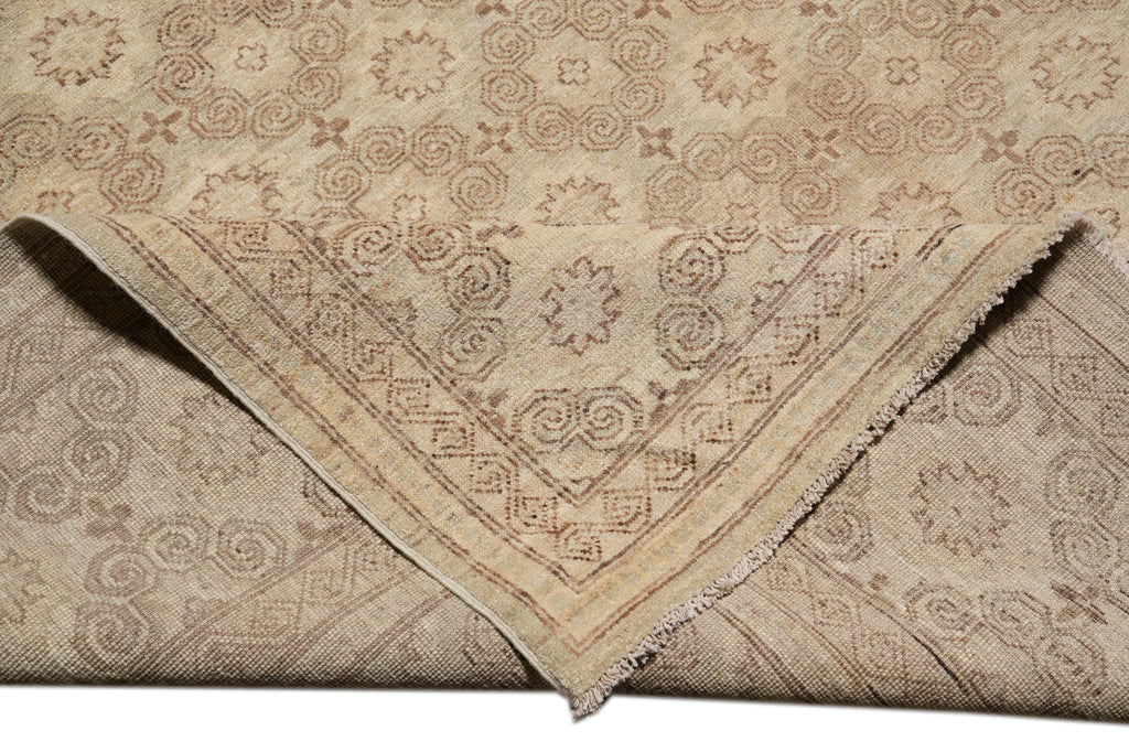 8.1 x 9.5 New Zigler Chobi Peshawar Rug  Hand-knotted in Pakistan Neutral #F-4346