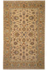 Load image into Gallery viewer, A traditional oriental-style area rug with an intricate floral and medallion pattern, featuring a beige center field, a warm brown border, and muted accents of blue, green, and rust.