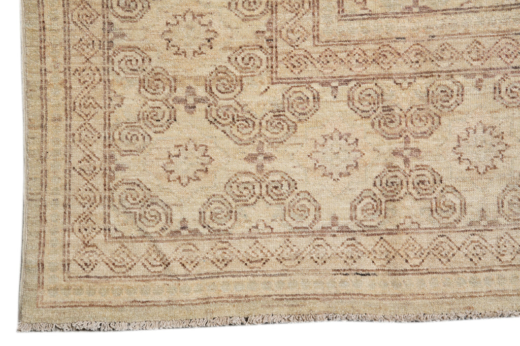 8.1 x 9.5 New Zigler Chobi Peshawar Rug  Hand-knotted in Pakistan Neutral #F-4346