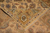 Load image into Gallery viewer, A close-up of a traditional oriental rug with a warm beige background, featuring intricate floral and paisley patterns in muted blue, green, and brown tones.