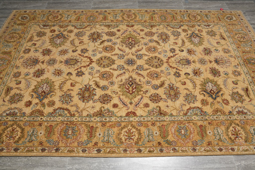 6 x 9.6 Beige Vegetable Dyed Chobi Rug #B-73655