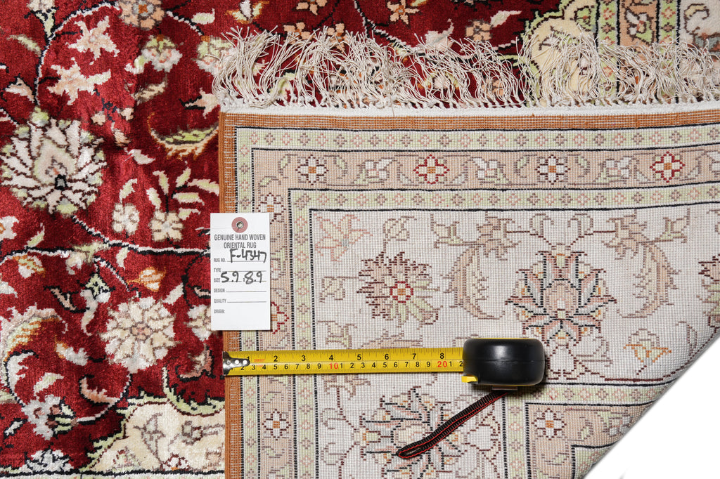 5.9 x 8.9 Silk Handmade Rug #F-4347