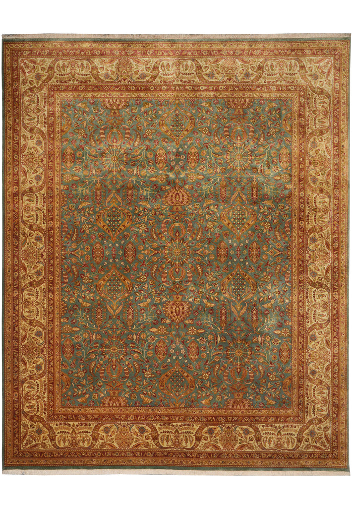 8.3 x 10 Green Gold Quality Handmade Agra Rug