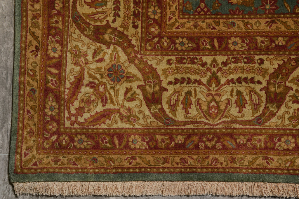 8.3 x 10 Green Gold Quality Handmade Agra Rug #PIX-10135