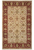 Load image into Gallery viewer, A traditional oriental-style area rug with an intricate floral pattern, featuring a cream center field, deep red borders, and beige accents.