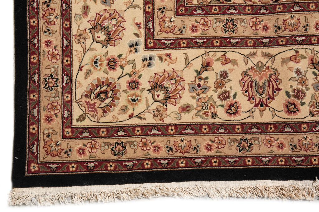 8.6 x 11.6 Elegant Fine Quality Wool and Silk Handmade Rug Black #F-4348