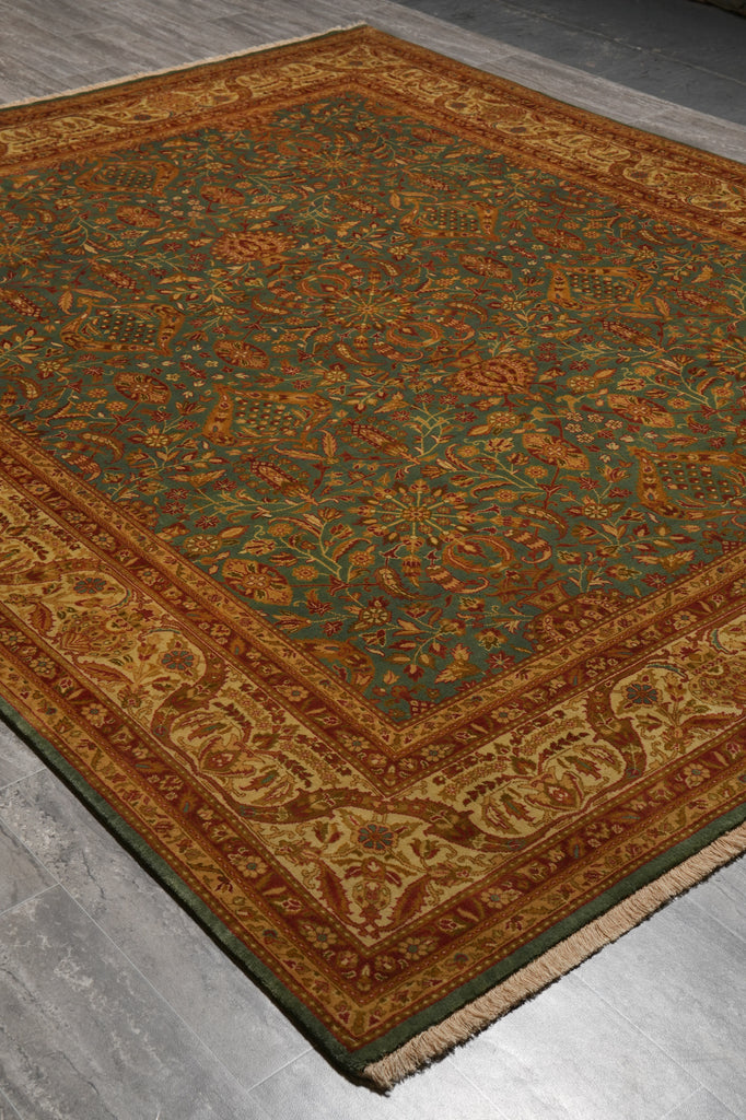 8.3 x 10 Green Gold Quality Handmade Agra Rug #PIX-10135