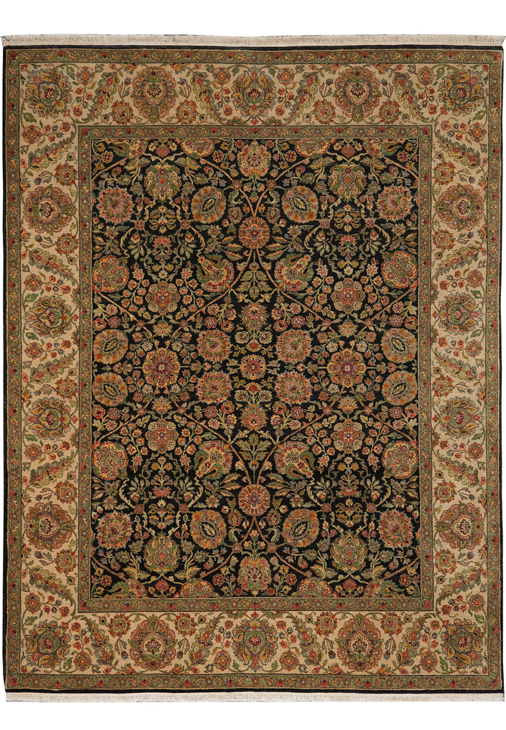 8 x 10 High Quality Wool Jaipur Rug Black Colorfully