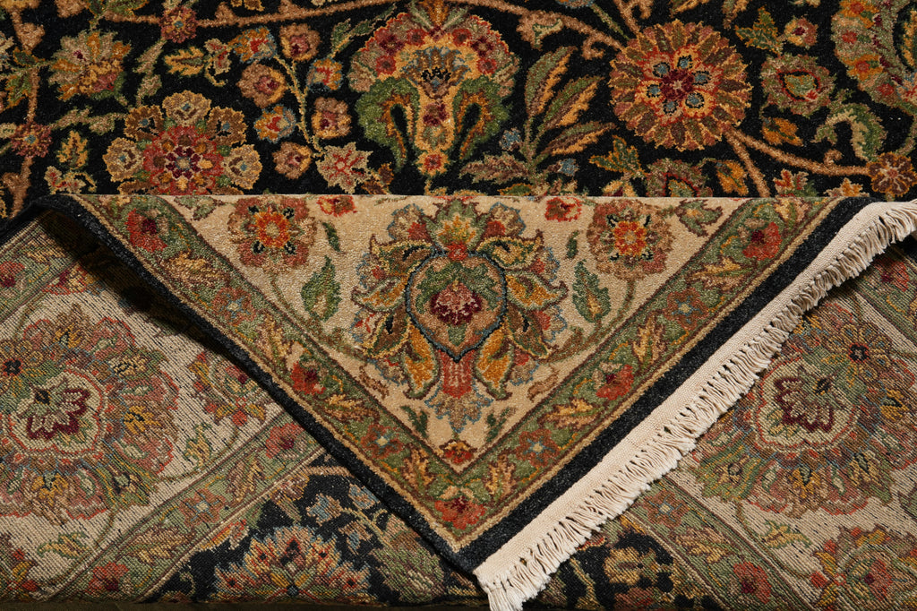 8 x 10 High Quality Wool Jaipur Rug Black Colorfully #PIX-6435