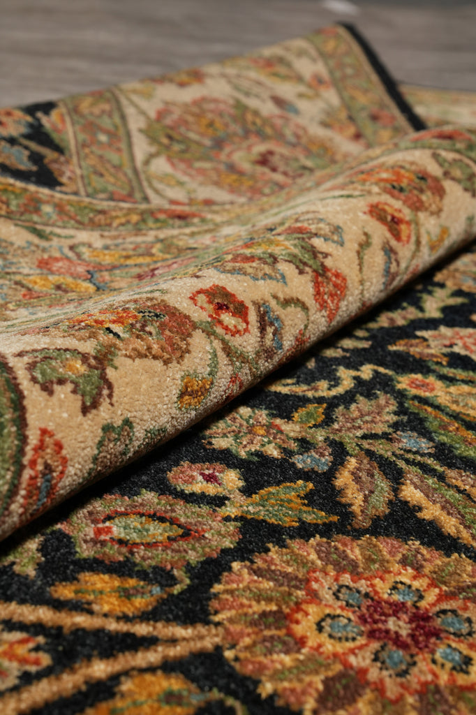 8 x 10 High Quality Wool Jaipur Rug Black Colorfully #PIX-6435