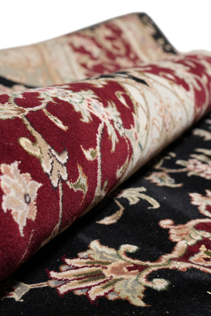 9 x 12 Fine Quality Wool And Silk Handmade Carpet Black #F-4349