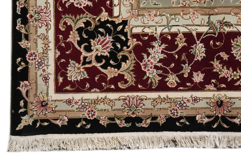 9 x 12 Fine Quality Wool And Silk Handmade Carpet Black #F-4349