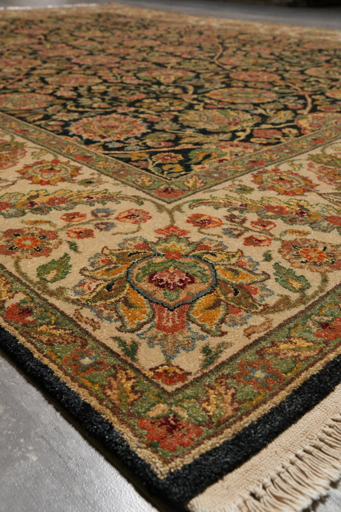 8 x 10 High Quality Wool Jaipur Rug Black Colorfully #PIX-6435