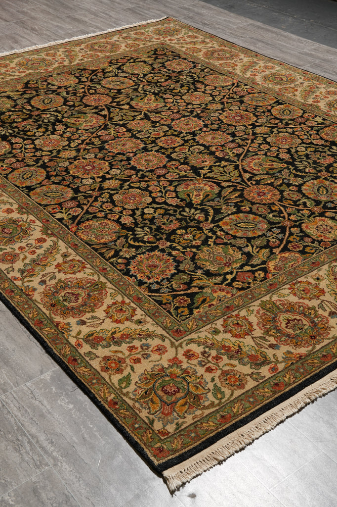 8 x 10 High Quality Wool Jaipur Rug Black Colorfully #PIX-6435