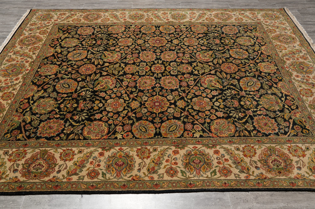 8 x 10 High Quality Wool Jaipur Rug Black Colorfully #PIX-6435