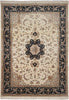 Load image into Gallery viewer, 8.6 x 11.8 High Quality Wool And Silk Hand-Knotted Carpet Ivory Black Fancy Rug #F-4350