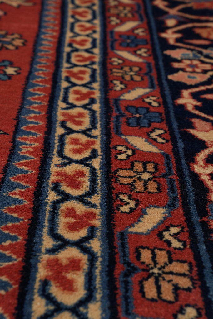 8 x 10 Rust Blue Fine Quality Wool and Silk Handmade Rug #F-4523