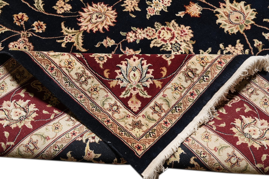 9 x 12 Fine Quality Wool and Silk hand-knotted Rug Black Burgundy #F-4352