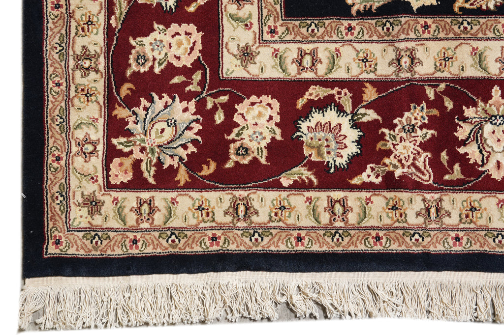 9 x 12 Fine Quality Wool and Silk hand-knotted Rug Black Burgundy #F-4352