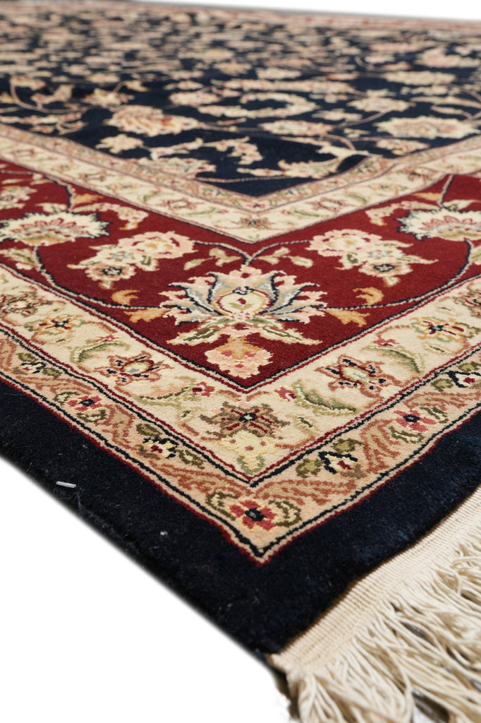 9 x 12 Fine Quality Wool and Silk hand-knotted Rug Black Burgundy #F-4352