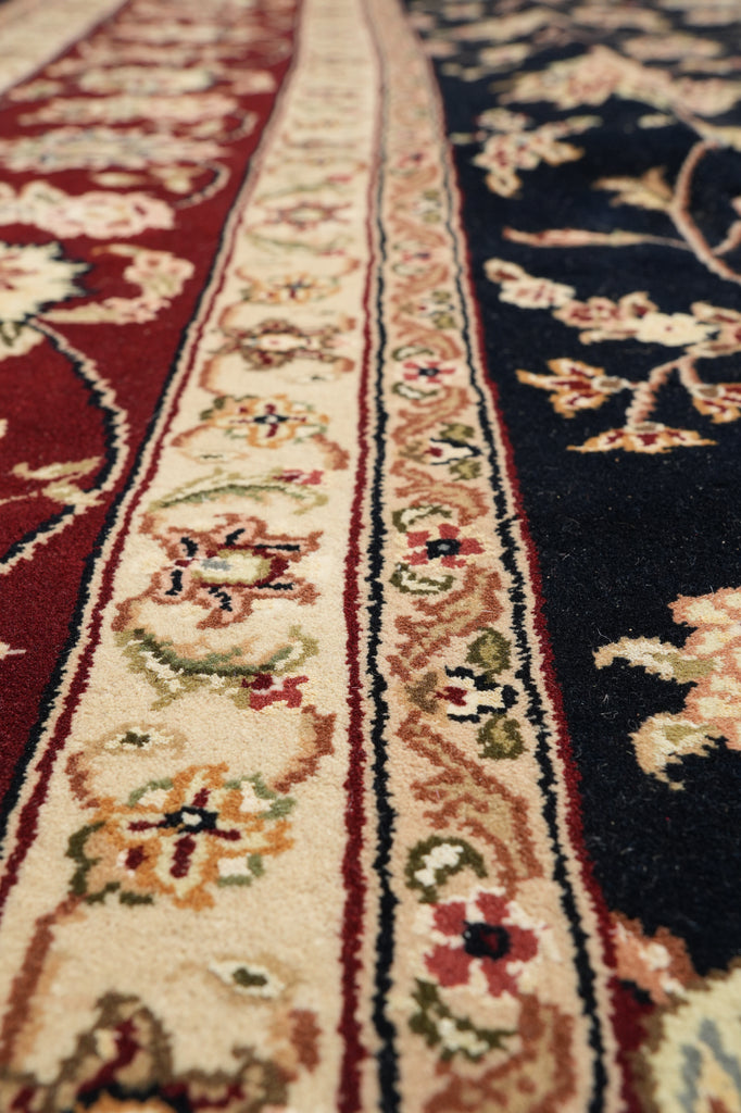 9 x 12 Fine Quality Wool and Silk hand-knotted Rug Black Burgundy #F-4352