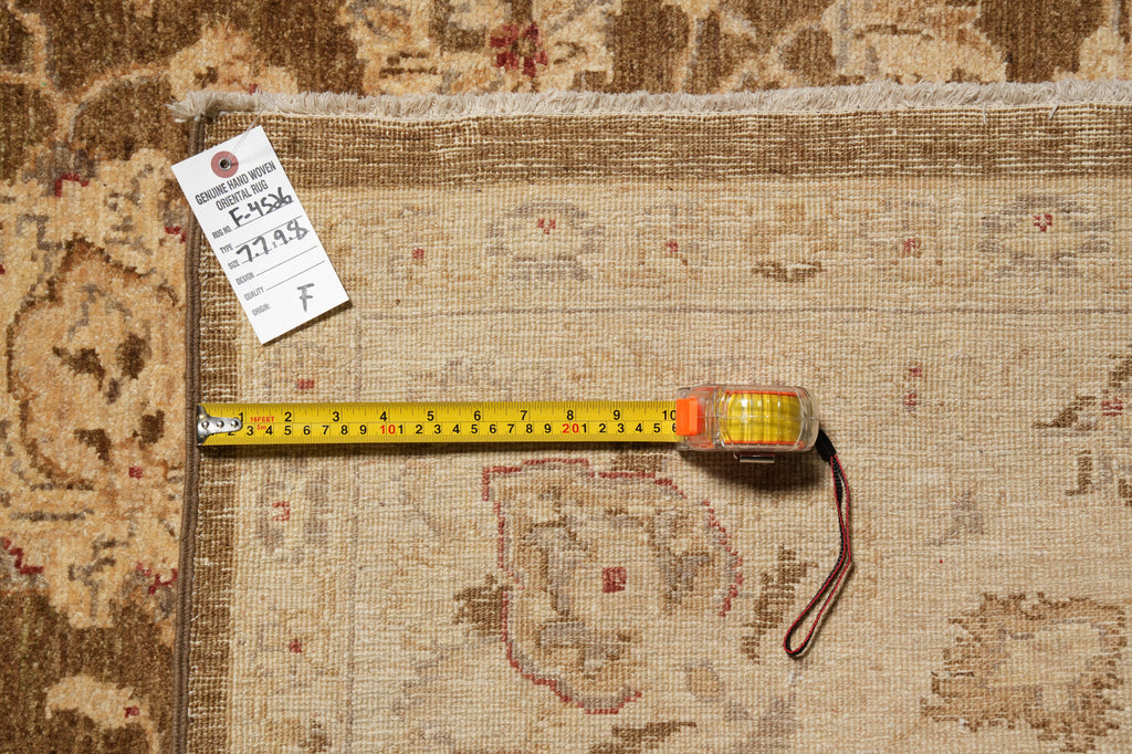 7.7 x 9.8 Olive Handmade Natural Wool Chobi Peshawar Rug #F-4526