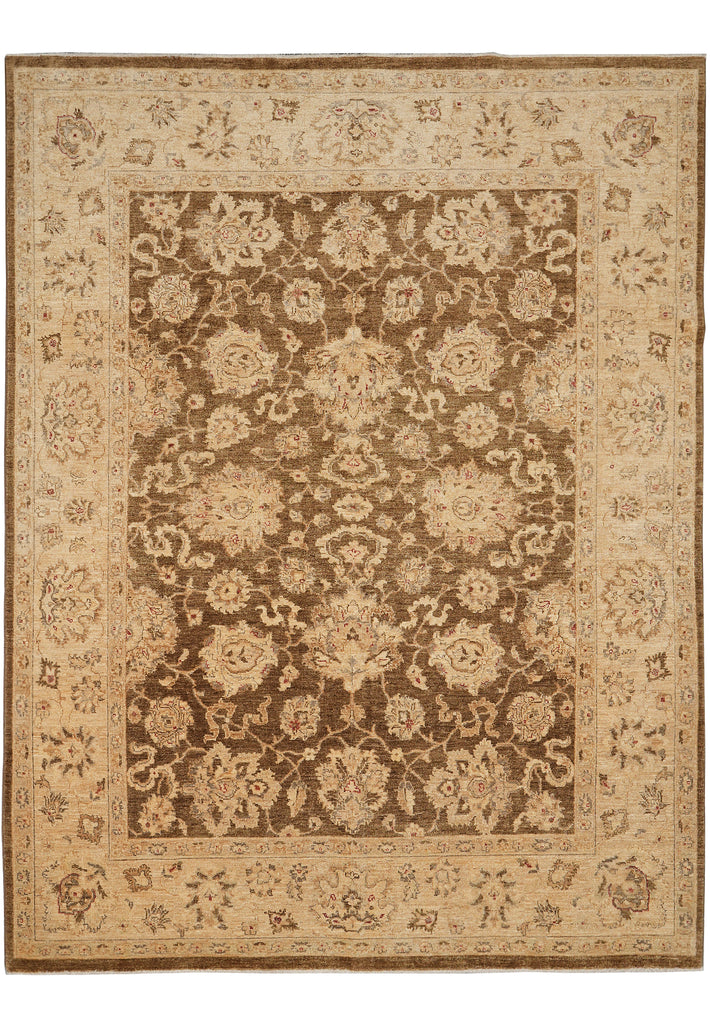 7.7 x 9.8 Olive Handmade Natural Wool Chobi Peshawar Rug