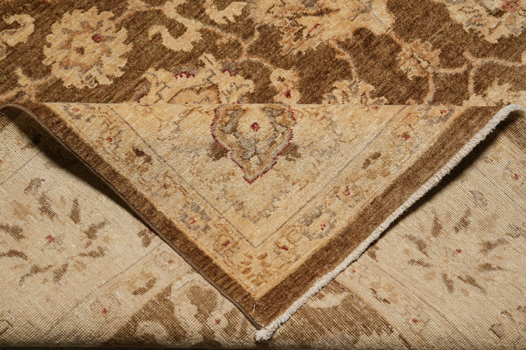 7.7 x 9.8 Olive Handmade Natural Wool Chobi Peshawar Rug #F-4526