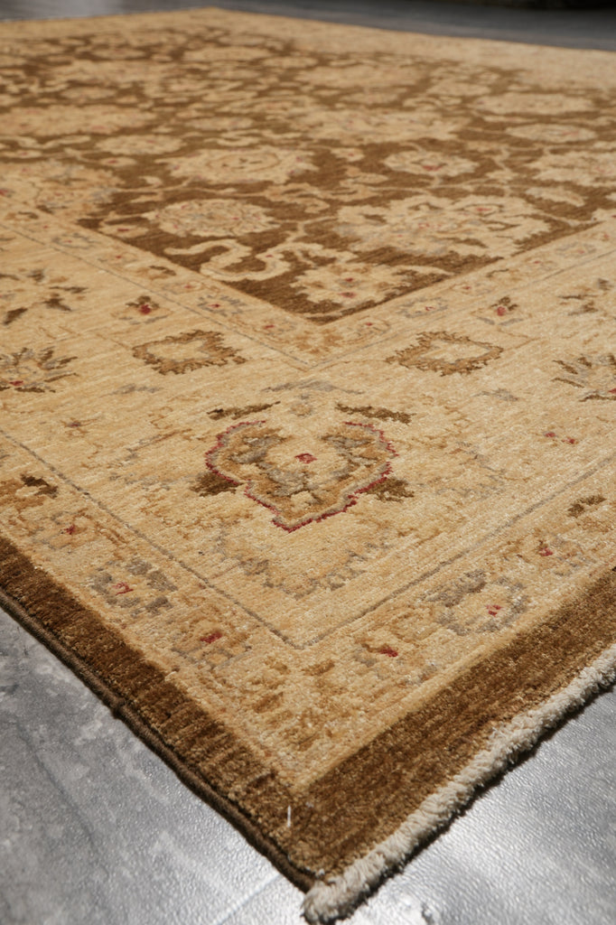 7.7 x 9.8 Olive Handmade Natural Wool Chobi Peshawar Rug #F-4526