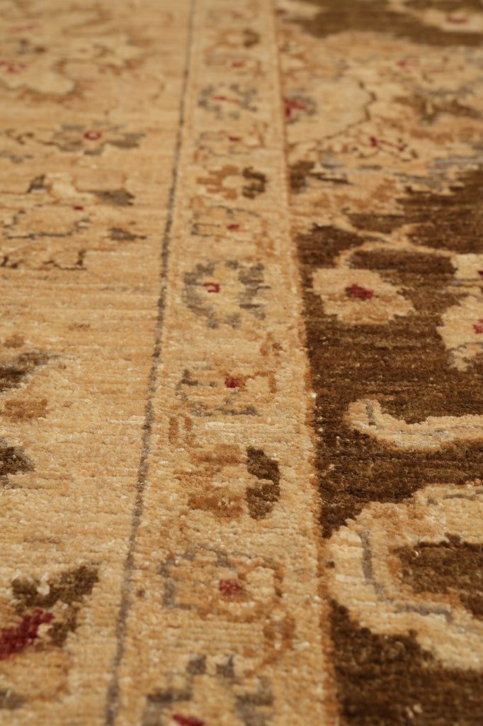 7.7 x 9.8 Olive Handmade Natural Wool Chobi Peshawar Rug #F-4526