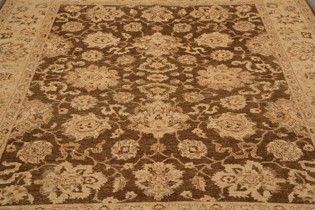 7.7 x 9.8 Olive Handmade Natural Wool Chobi Peshawar Rug #F-4526