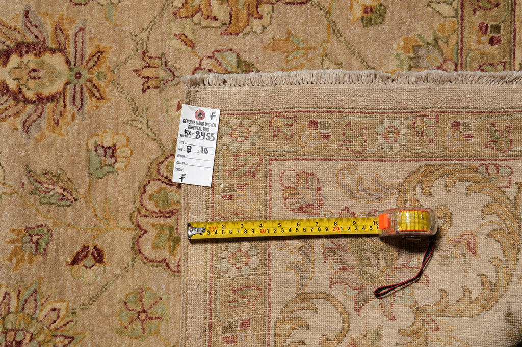 8 x 10 Neutral Light Brown Chobi Peshawar Rug Natural Wool #PIX-8455