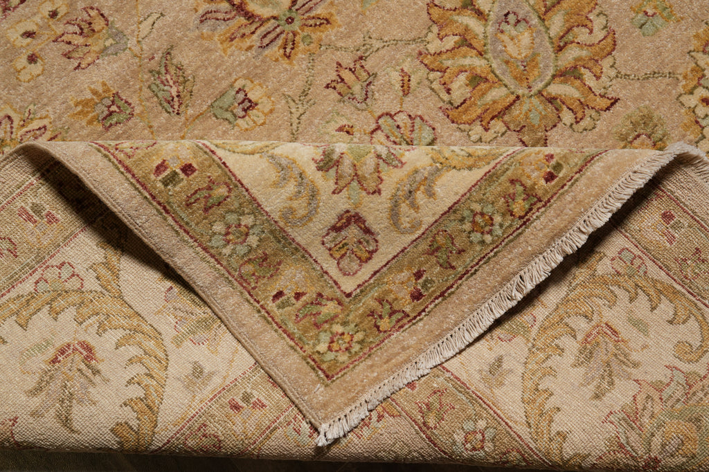 8 x 10 Neutral Light Brown Chobi Peshawar Rug Natural Wool #PIX-8455