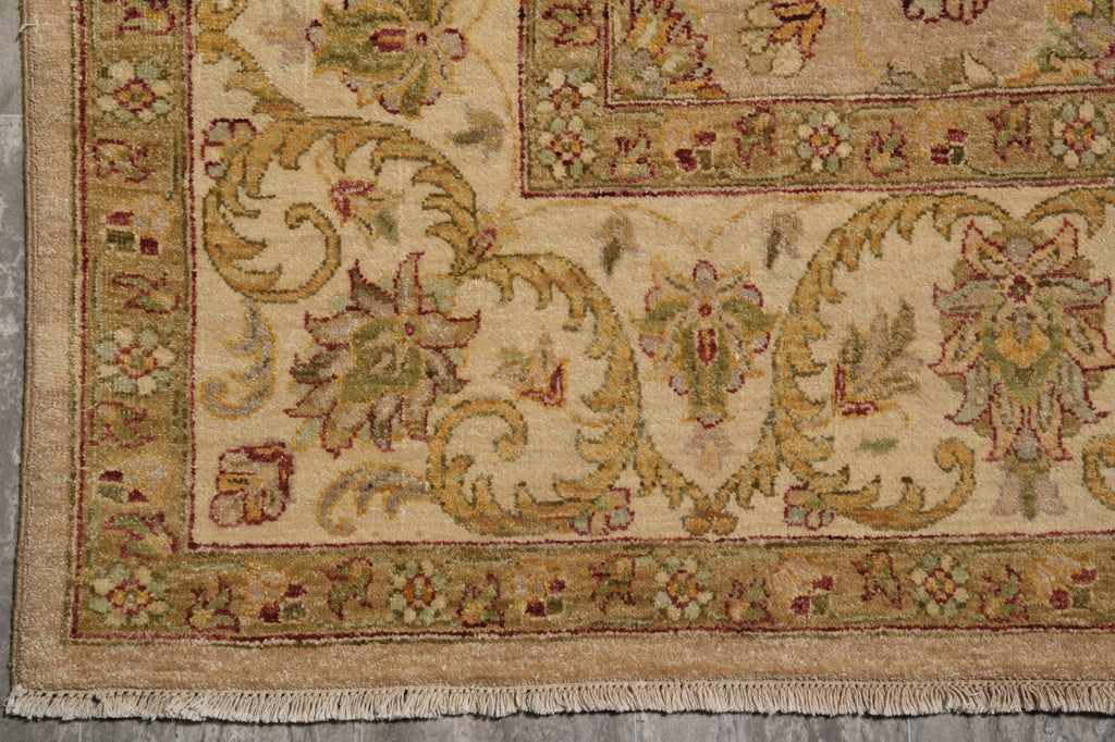 8 x 10 Neutral Light Brown Chobi Peshawar Rug Natural Wool #PIX-8455