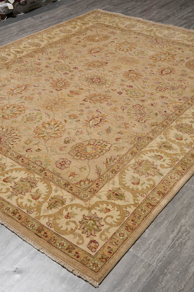 8 x 10 Neutral Light Brown Chobi Peshawar Rug Natural Wool #PIX-8455
