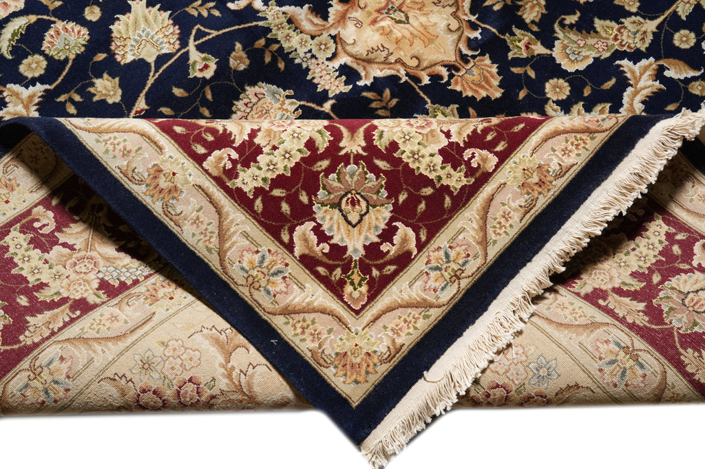 8.7 x 11.8 Midnight Blue Hand-Knotted Rug #F-4355