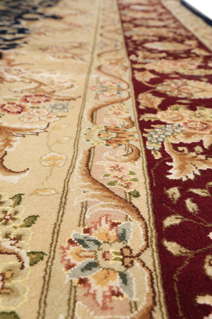 8.7 x 11.8 Midnight Blue Hand-Knotted Rug #F-4355