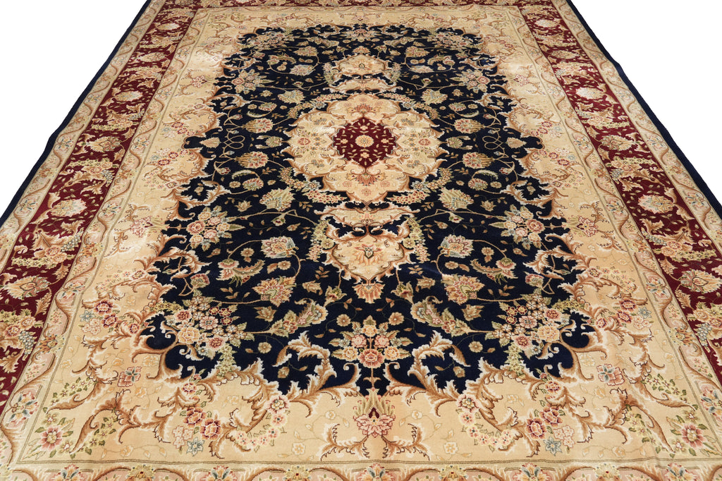 8.7 x 11.8 Midnight Blue Hand-Knotted Rug #F-4355