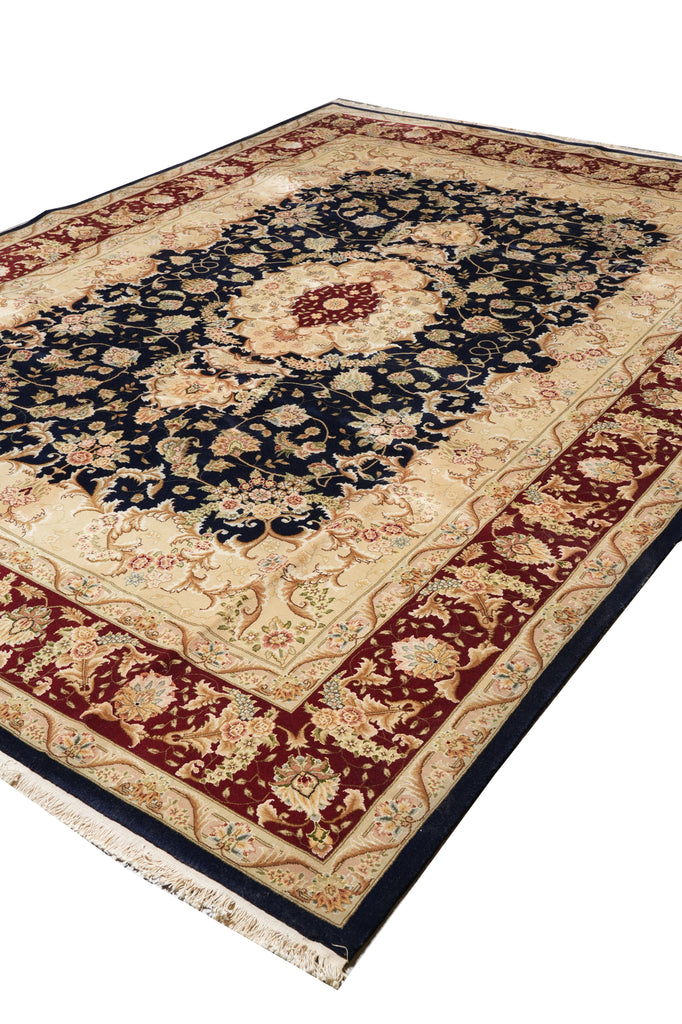 8.7 x 11.8 Midnight Blue Hand-Knotted Rug #F-4355