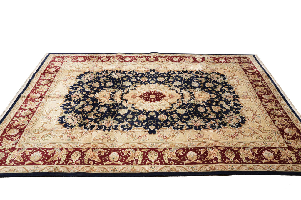 8.7 x 11.8 Midnight Blue Hand-Knotted Rug #F-4355