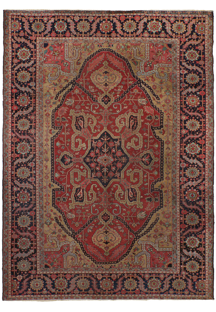 9.5 x 12.4 Rare Persian Semi-Antique Unusual Heriz Serapi Rug #PIX-23590