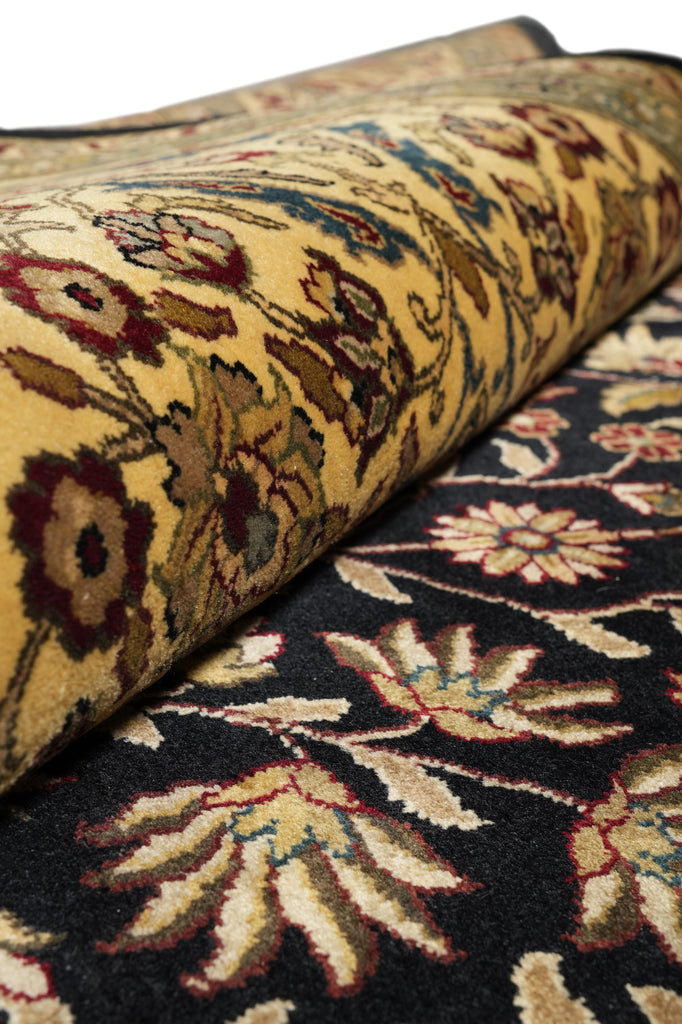 9.10 x 14 High Quality Wool Dense Weave Hand-knotted India Rug Black #F-4358