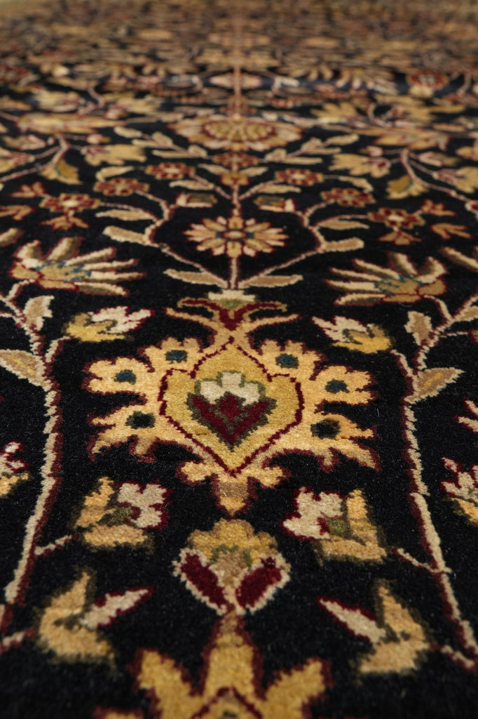 9.10 x 14 High Quality Wool Dense Weave Hand-knotted India Rug Black #F-4358