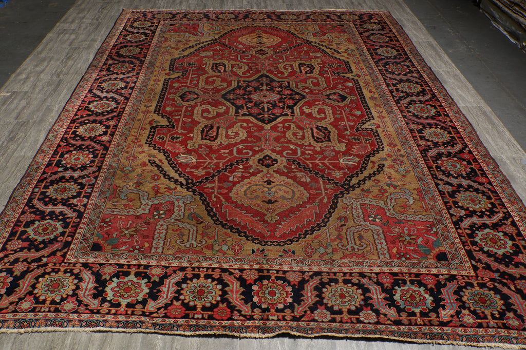 9.5 x 12.4 Rare Persian Semi-Antique Unusual Heriz Serapi Rug #PIX-23590