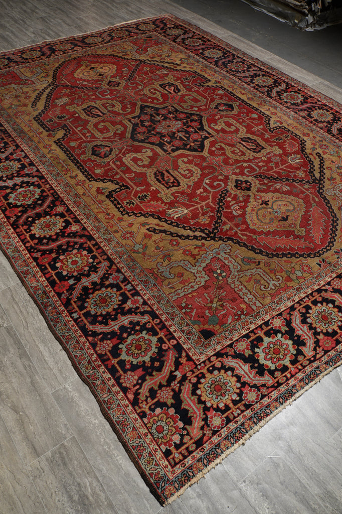 9.5 x 12.4 Rare Persian Semi-Antique Unusual Heriz Serapi Rug #PIX-23590