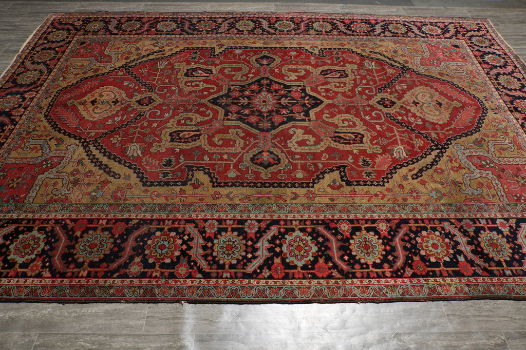 9.5 x 12.4 Rare Persian Semi-Antique Unusual Heriz Serapi Rug #PIX-23590