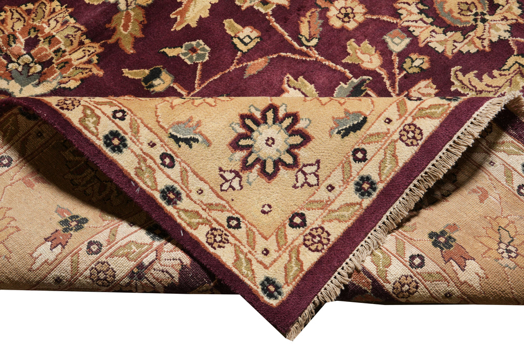 10 x 13.8 Beautiful Quality Wool Handmade Rug Burgundy Gold #F-4360